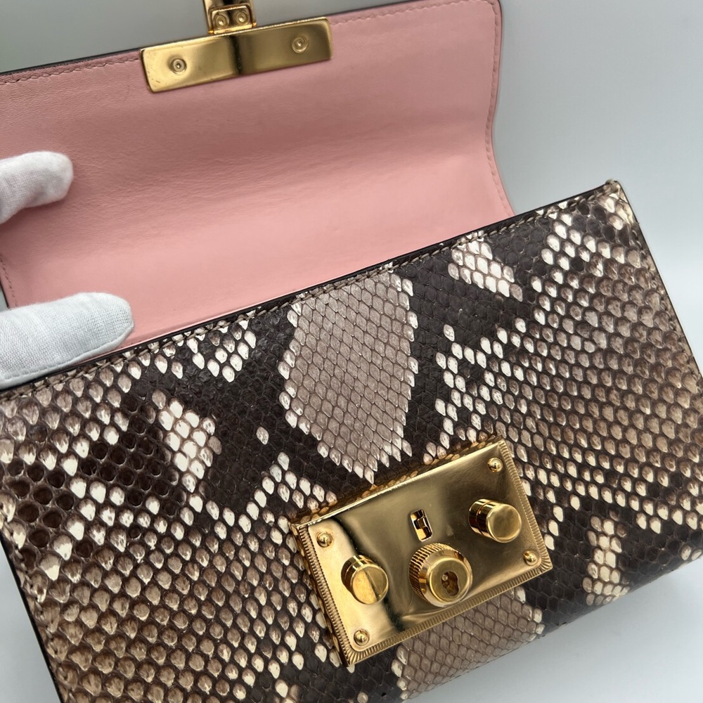 Gucci padlock Pink Python Crossbody with Gold Cha… - image 3
